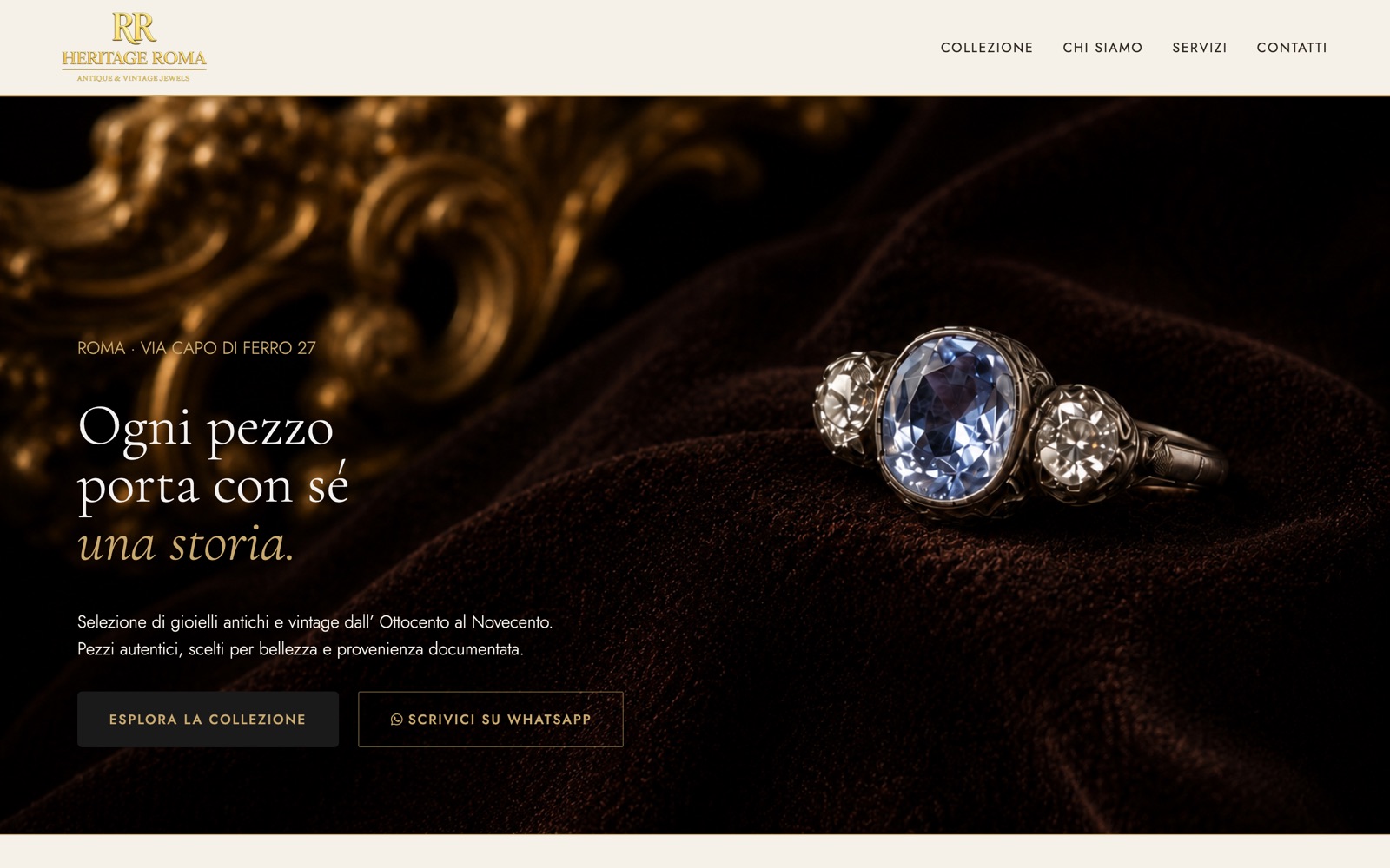 La homepage di RR Heritage Roma